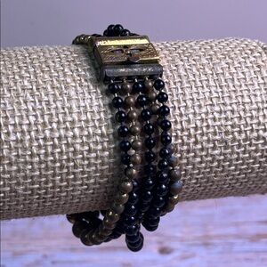 Rare Vintage Art Deco Brass Ball Beaded 5 Strands